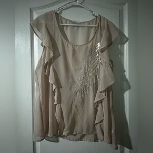 Chic Beige Ruffled Women's Blouse